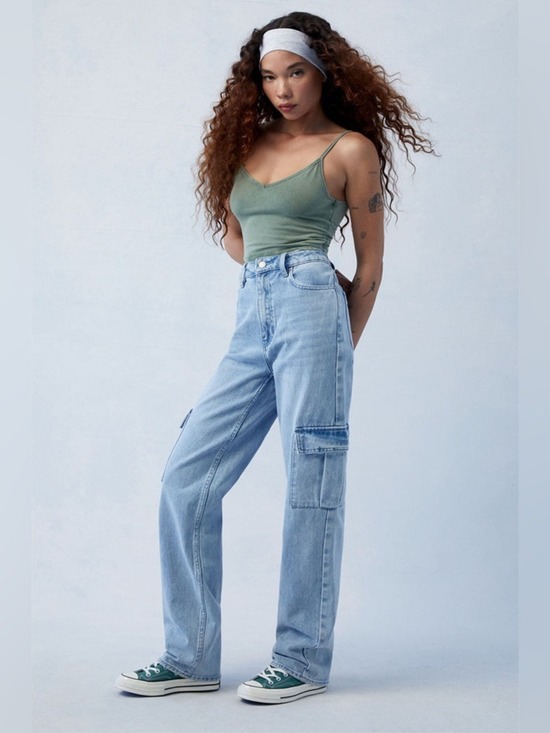 PacSun Denim - PacSun 90’ boyfriend Light Blue Women's Cargo Jeans